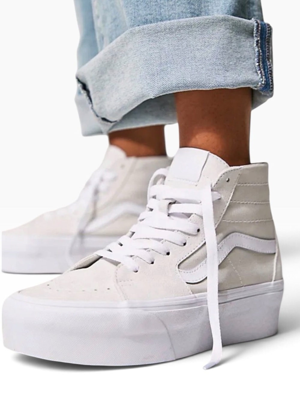 Vans Womens SK8 Hi Tapered Stackform soft Suede Du Blanc Ivory Dawn 7.5